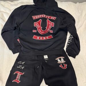 True Religion Black Joggers with Bold Red Logos